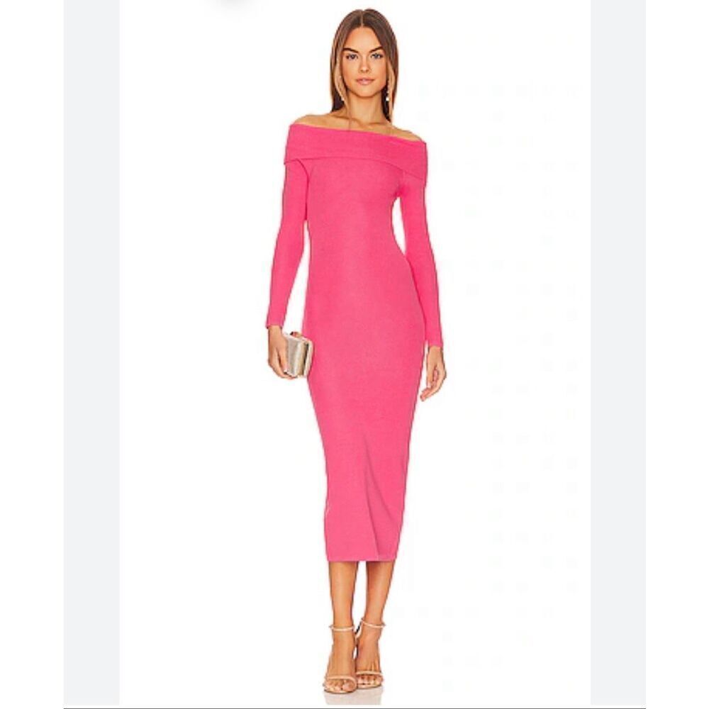 NWT Bardot Off Shoulder Knit Dress Womens Size Large Long Sleeve Stretch Petal